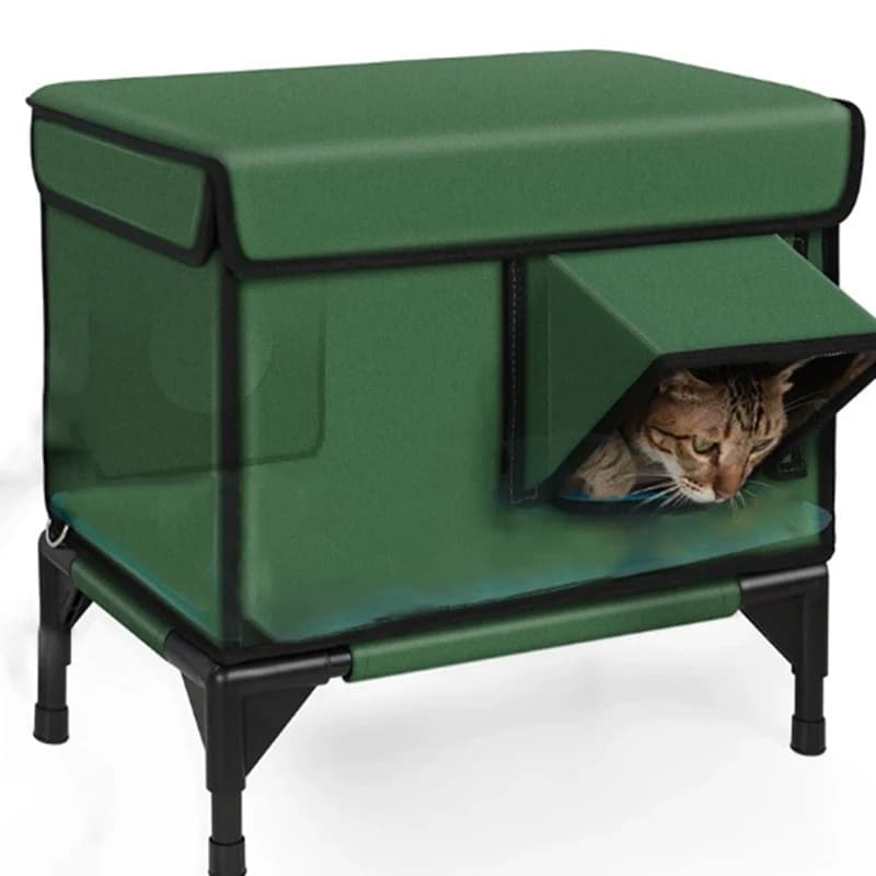 Nichoir d'extérieur pour chat, imperméable, résistant à la pluie et au vent, lit pour chat chaud et