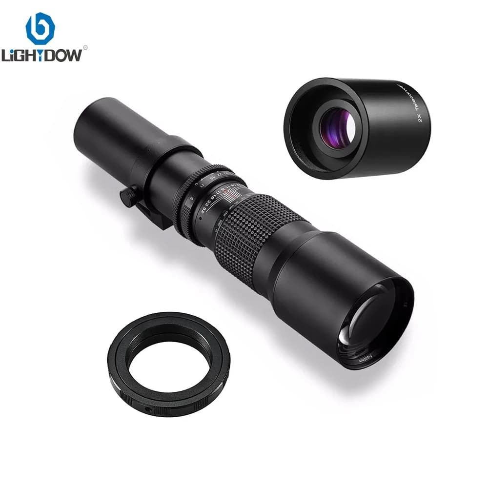 Lightdow-Téléobjectif manuel 500mm F8.0 avec convertisseur 2X, pour appareils photo Nikon D3400 D500