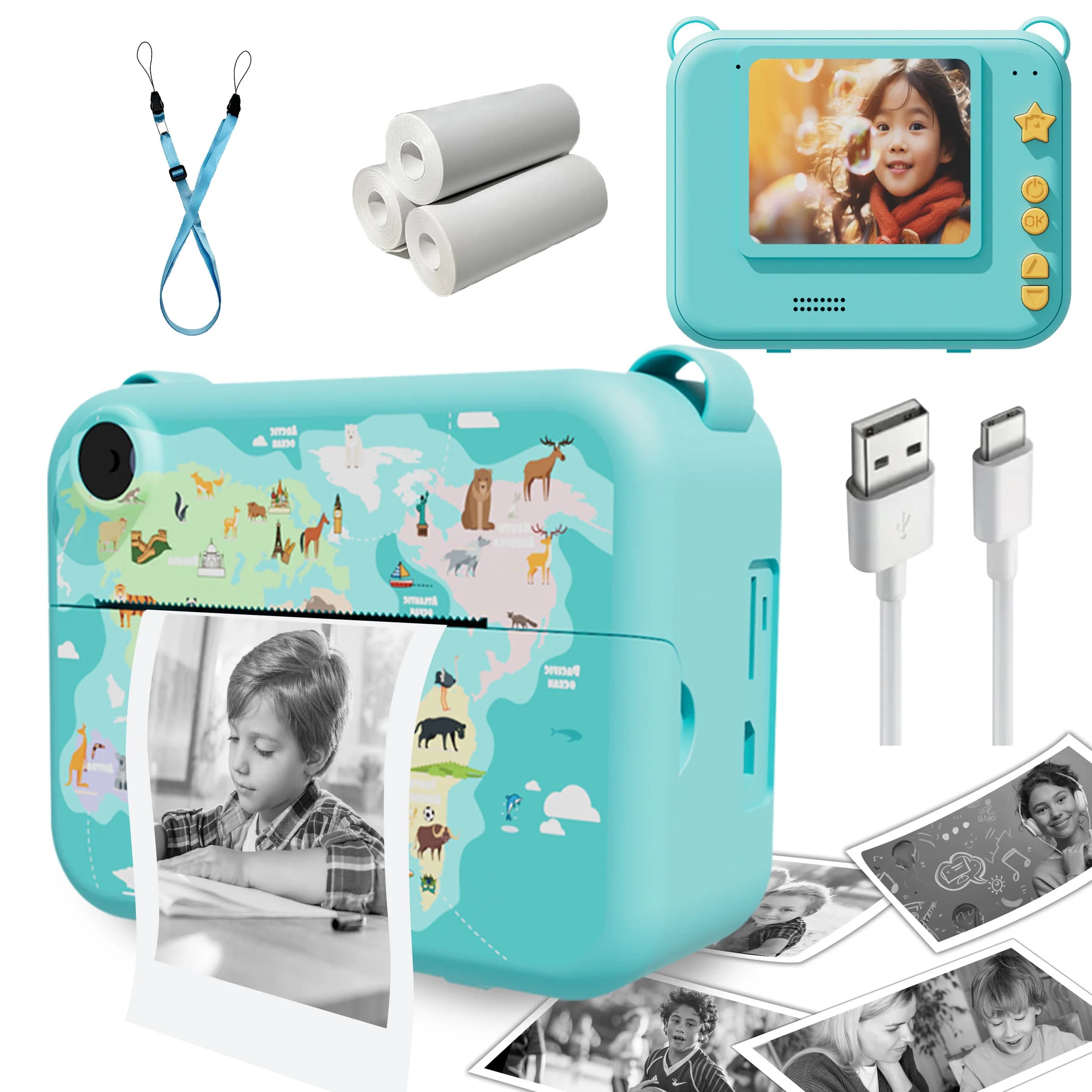 Appareil photo numérique pour enfants, appareil photo instantané pour enfants, enregistreur vidéo HD