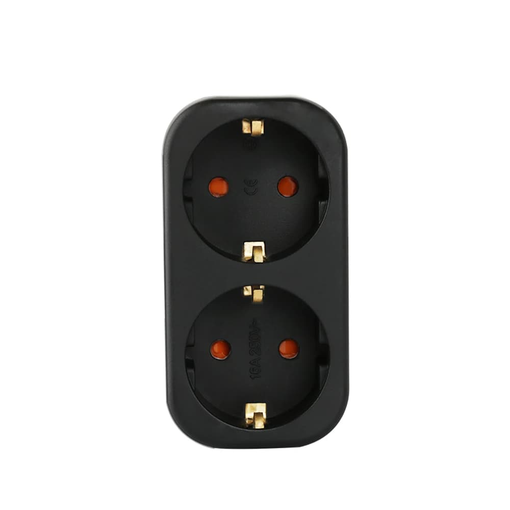 Adaptateur Schuko double prise sans câble, 3680 W Max 250 V/16 prises multiples peu encombrant, Trip