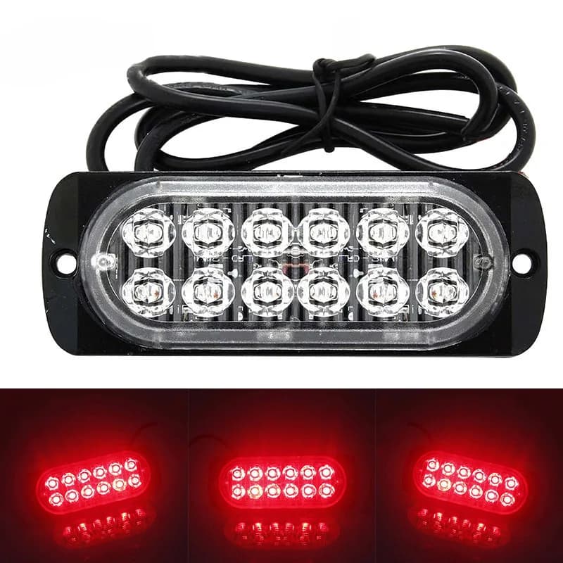 Barre lumineuse à 12 LED, feu antibrouillard de sécurité pour le travail d'urgence, lampe rouge pour