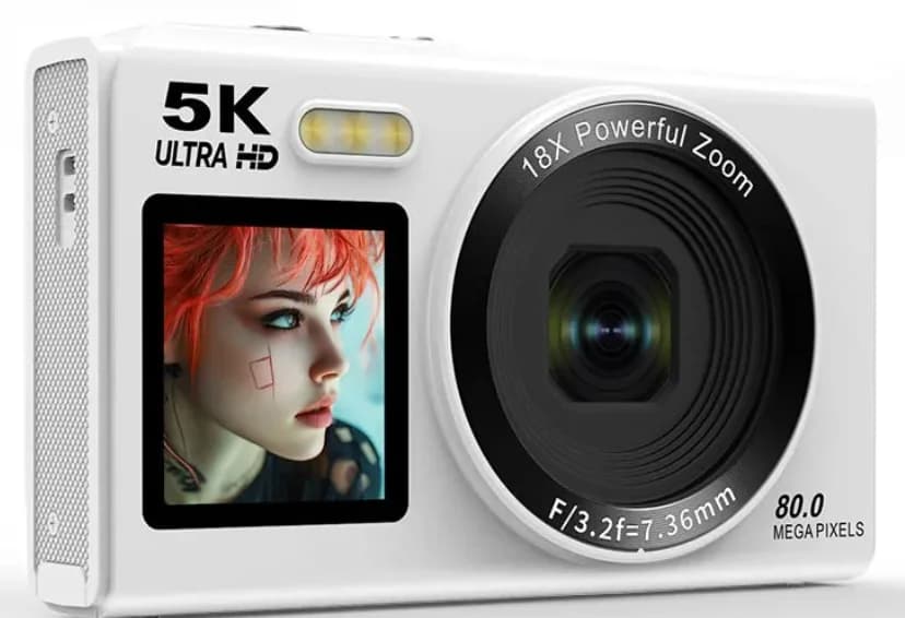 Caméra numérique HD 5K WiFi 80MP avec zoom optique 18X, double écran portable, caméscope pour selfie