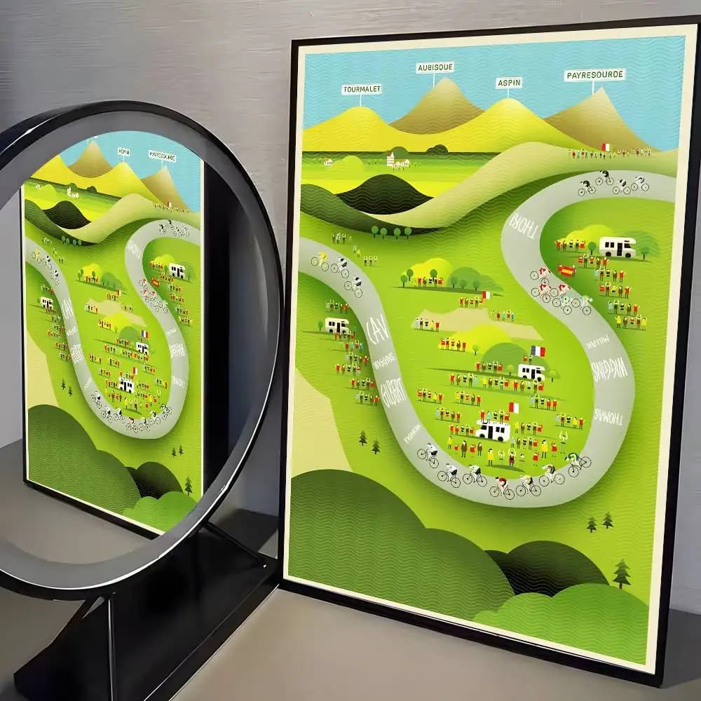 Affiche artistique sur toile HD du Tour de France, impression esthétique avancée sur papier, décorat