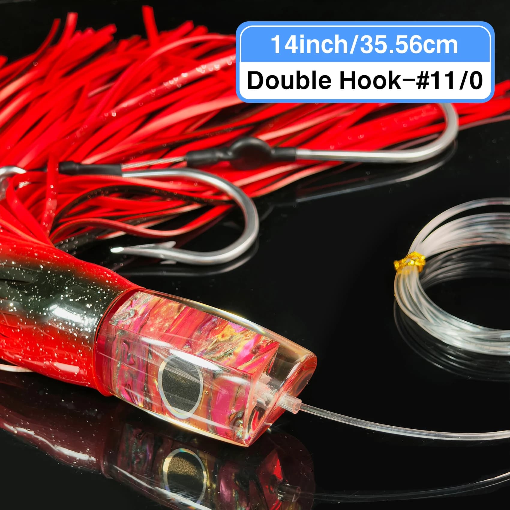 Leurre de pêche à la traîne à tête inclinée en résine avec yeux 3D, jupes en Silicone Flash pour la