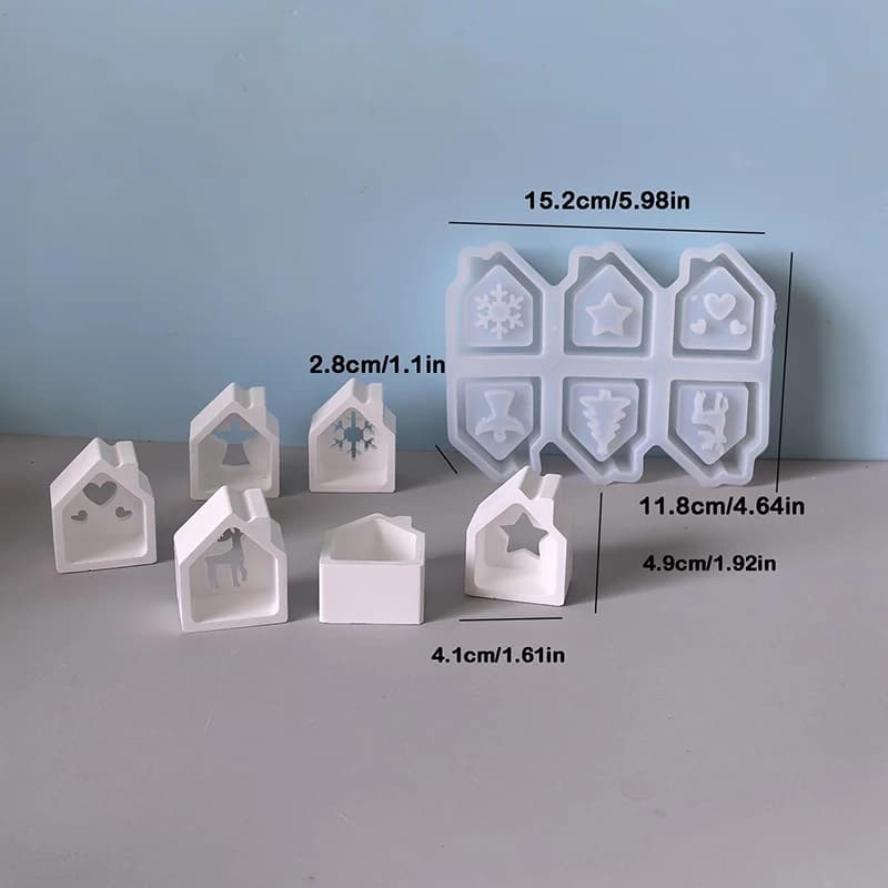 Décorations de Noël, Porte-bougies en forme de maison, Moules en silicone, Thèmes de la série Histoi