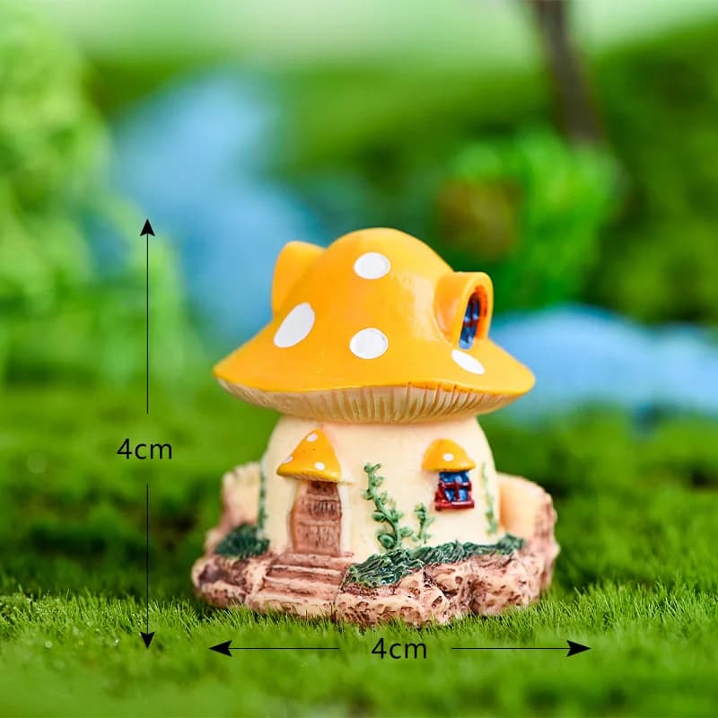 Décoration colorée de maison de champignon de jardin, Figurine de miniature, artisanat en résine, pe