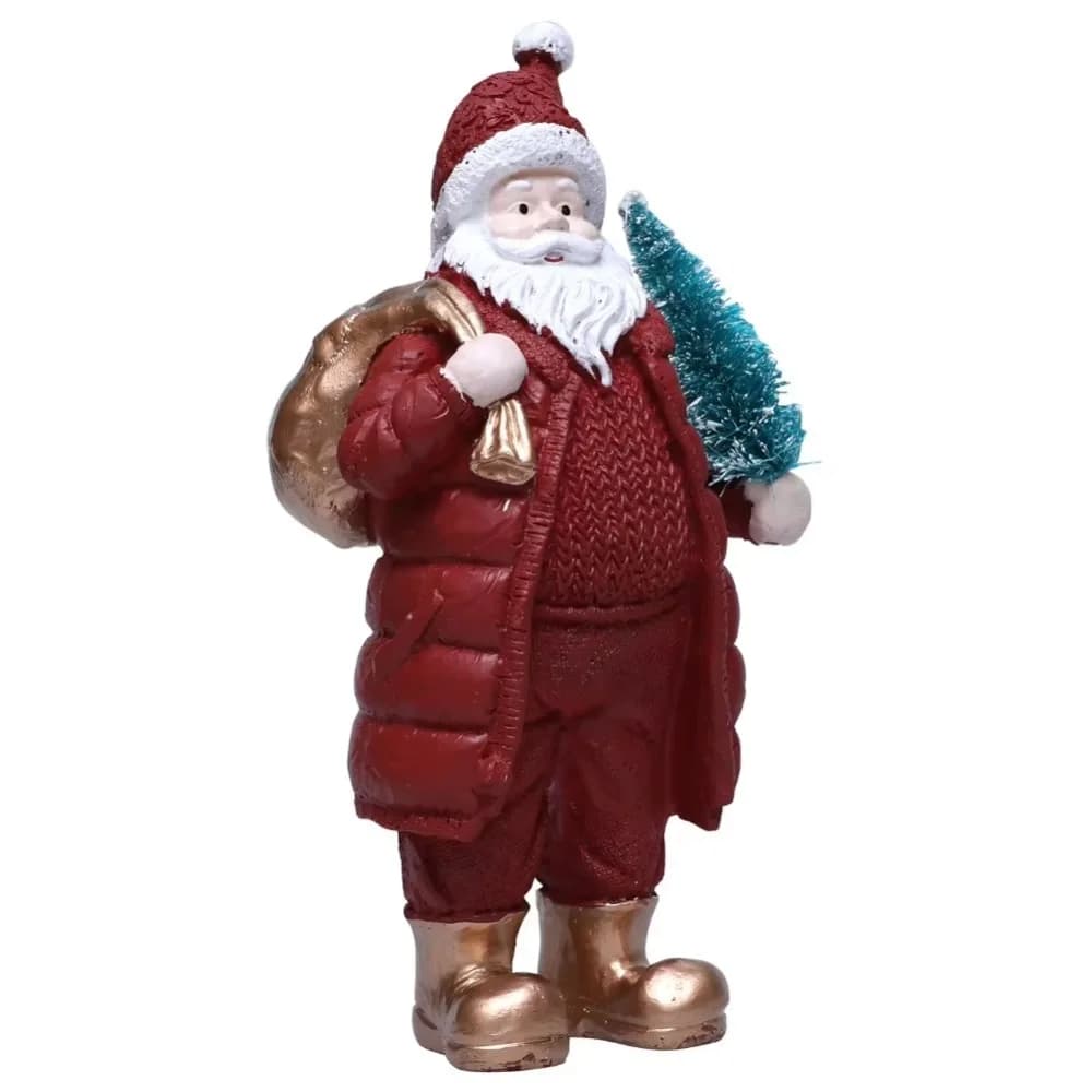 Ornements de père noël rouge et blanc, Figurine de noël artisanale en résine sur pied, Statue de pèr