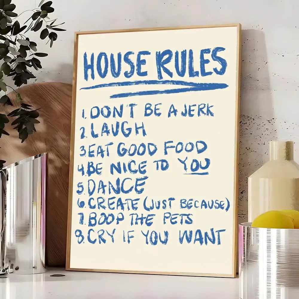 Règles de la maison, peinture, calligraphie, images, chambre, maison, chambre à coucher, décoration
