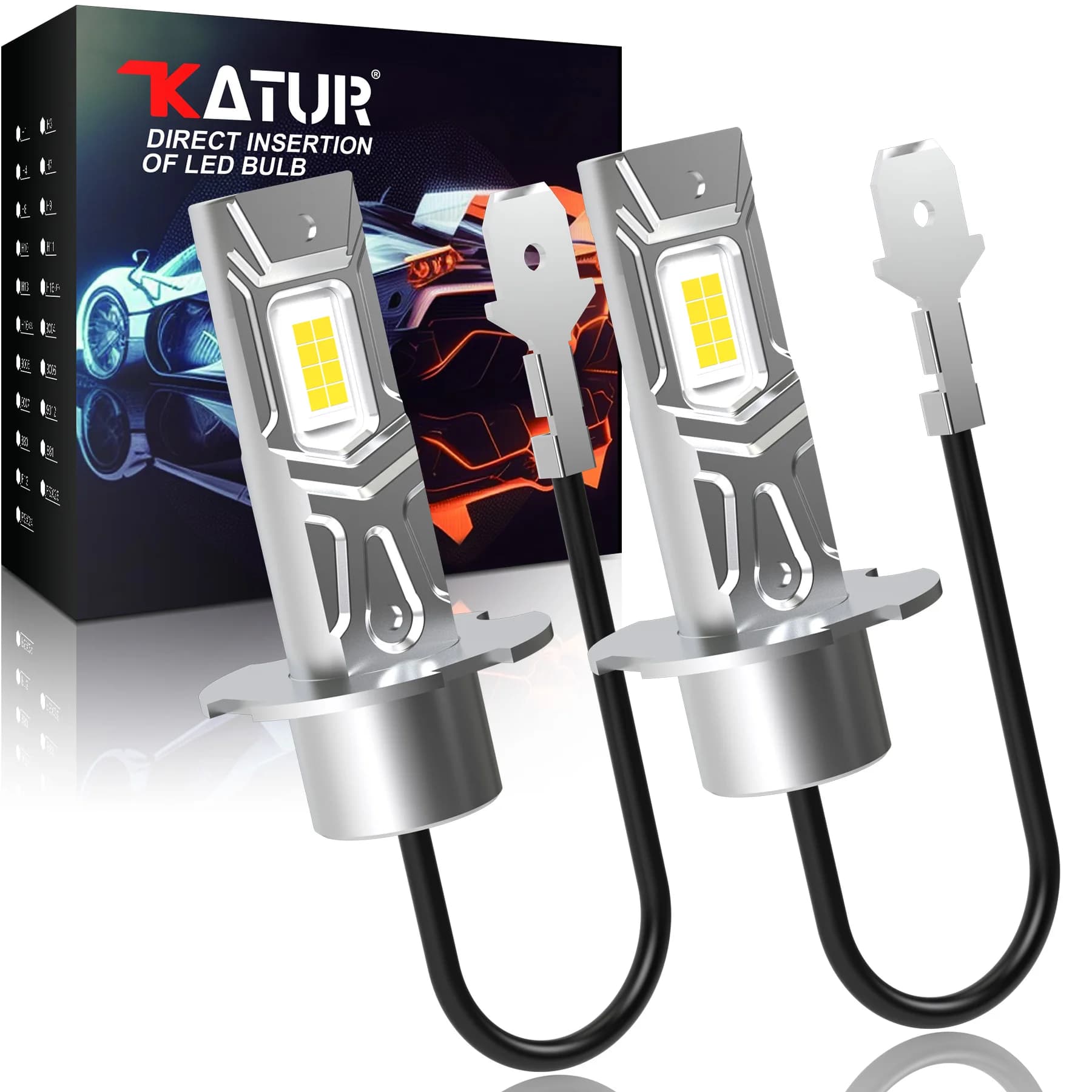 Ampoule antibrouillard LED H3 Canbus 80W 16000LM 6000K, phare de remplacement halogène sans ventilat