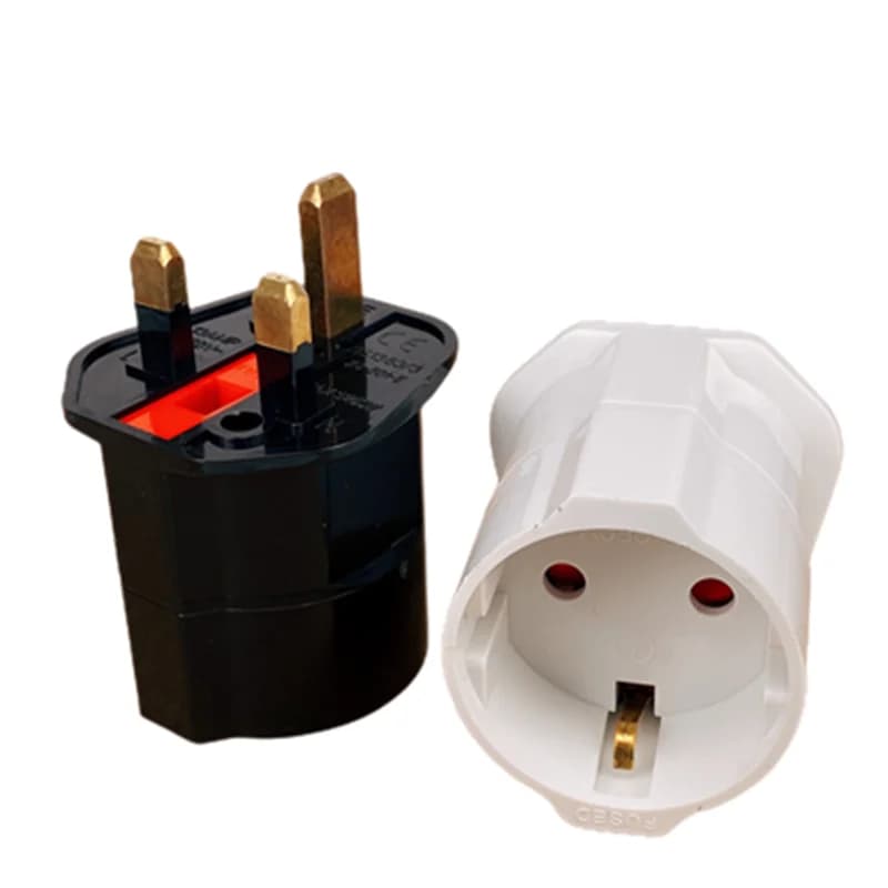 Adaptateur de prise de voyage européen 2 broches vers prise britannique 3 broches, 1 pièce