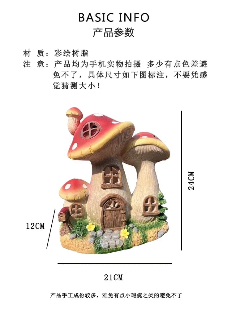 Lampe de maison de champignon, Mini résine, décoration extérieure, conte de fées, Villa, lumière sol