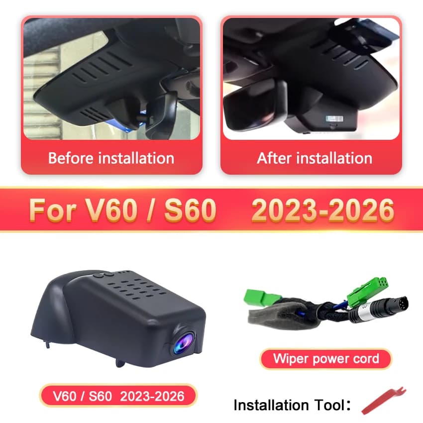 Caméra de tableau de bord DVR HD 4K, mini caméra UHD, enregistreur vidéo WiFi, adapté pour Volvo XC4