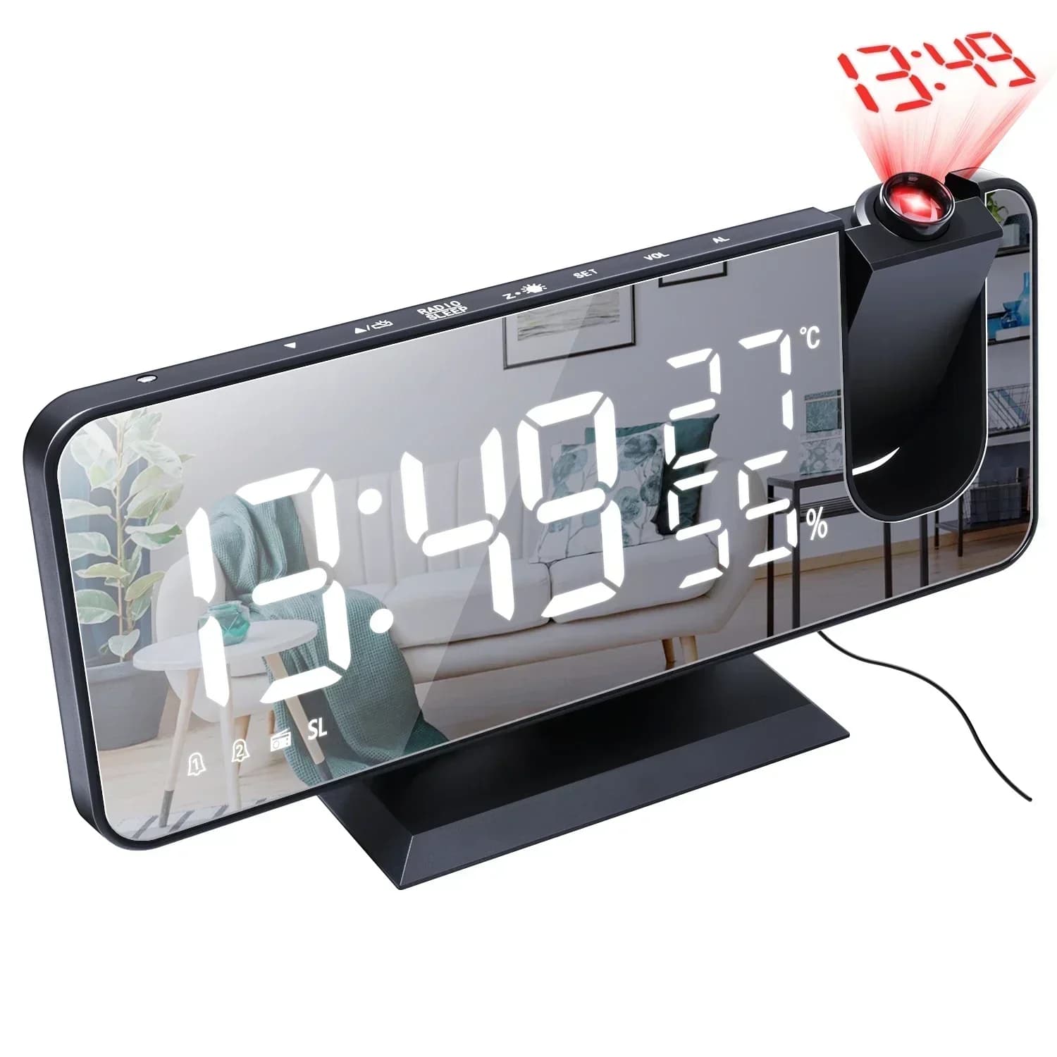 Radio-réveil numérique LED intelligent, horloge de table électronique, horloge de bureau USB avec fo
