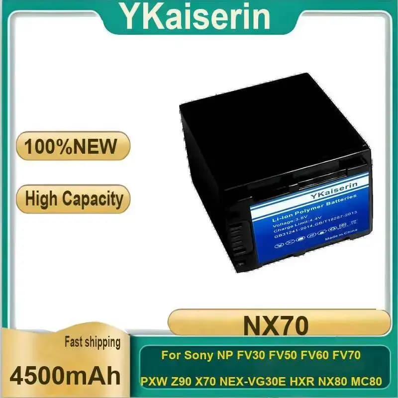 Batterie de caméra vidéo NX70 4500Mah pour Sony NP FV30 FV50 FV60 FV70 Pxw Z90 X70 Nex-VG30E Hxr NX8