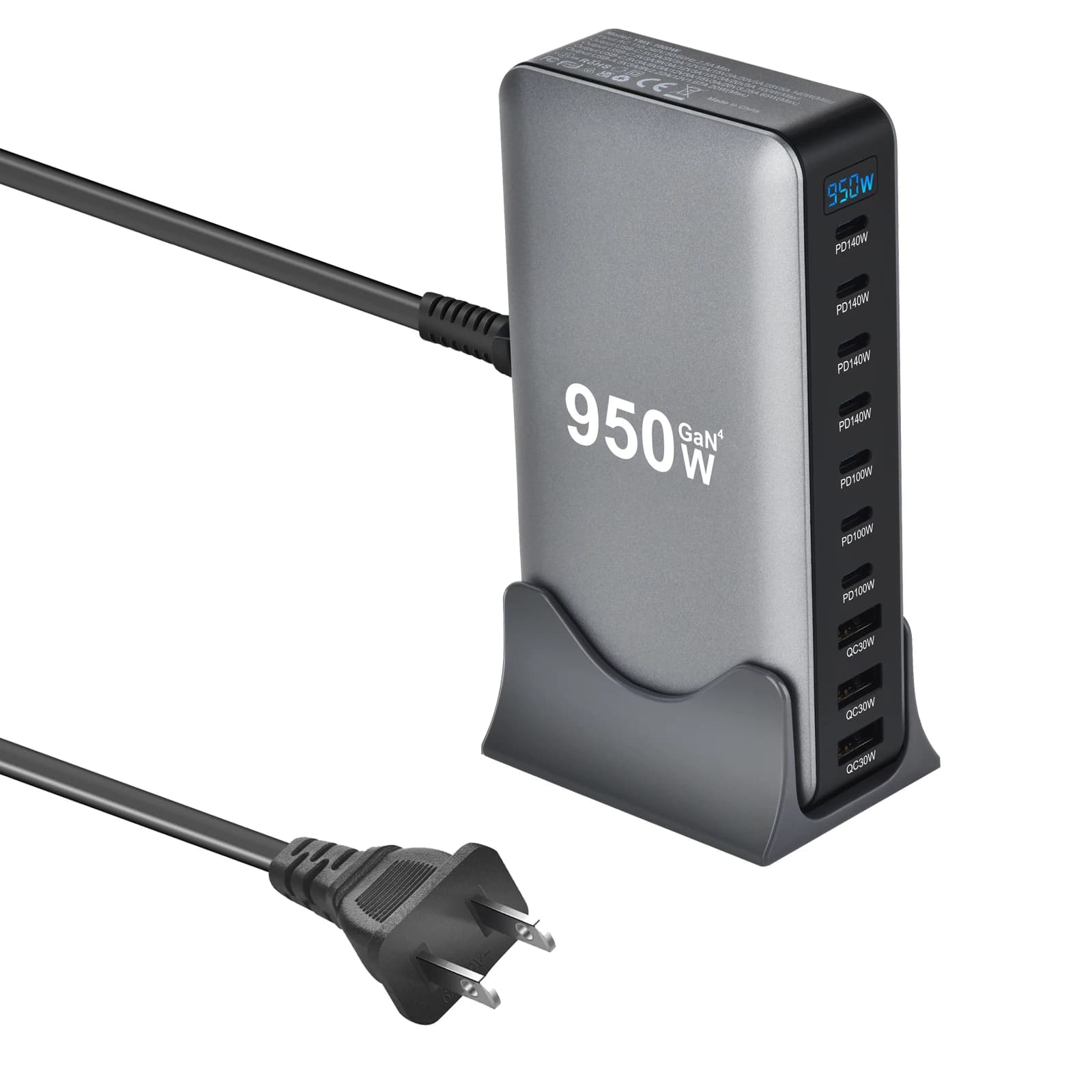 Chargeur USB C GaN 950W, 100W PD3.0 PPS QC3.0, Station de charge rapide multiport pour ordinateur po