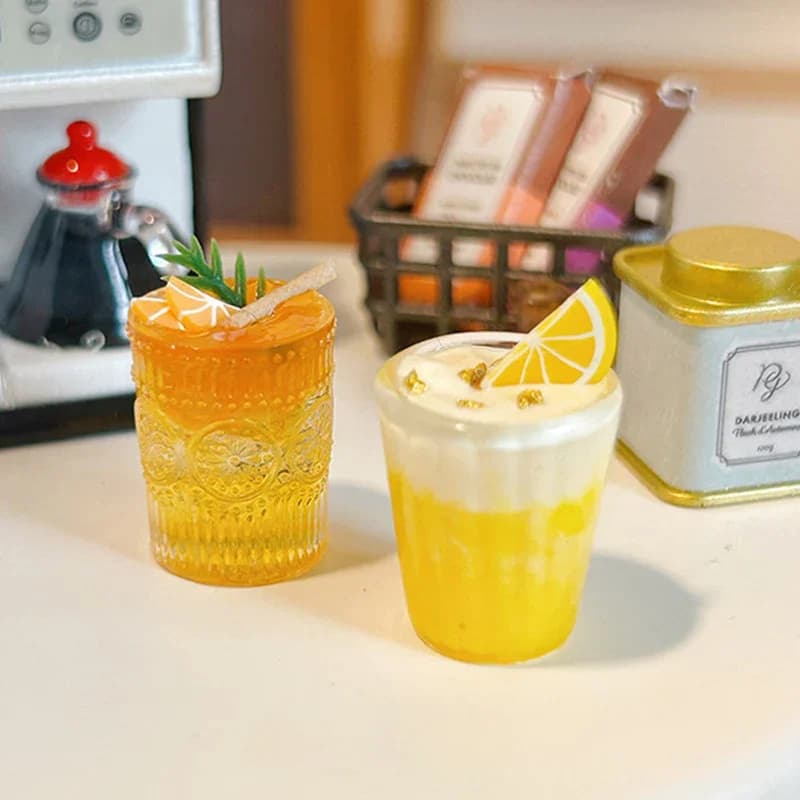 Jouet miniature pour maison de poupée 1:12, thé à la cannelle orange, tasses de boissons alimentaire