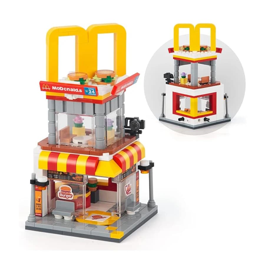 City Street View Burger Shop blocs de construction briques MOC bricolage modèle de construction enfa