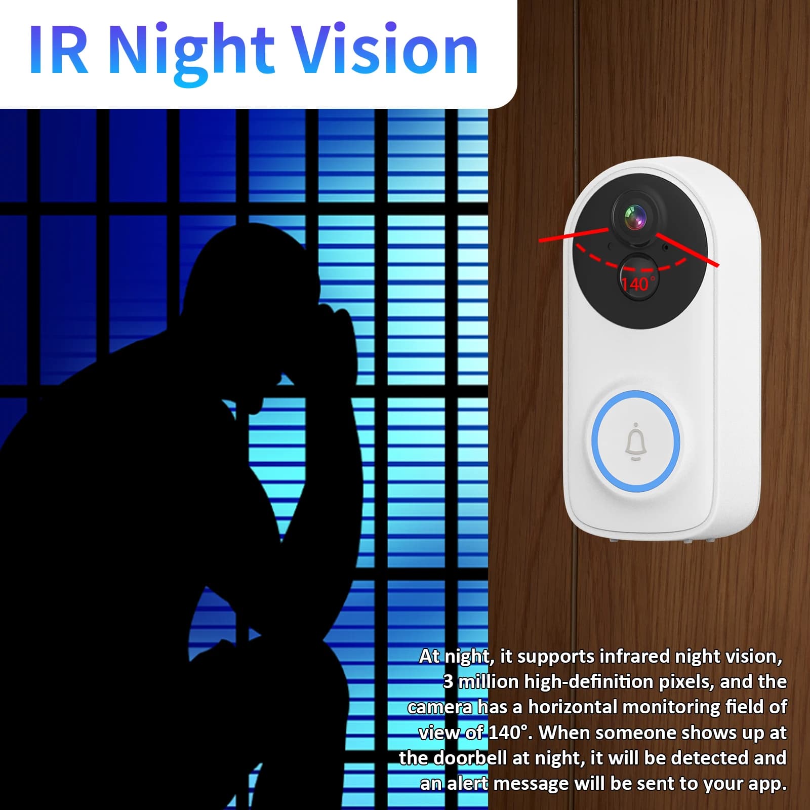 Interphone vidéo Wi-Fi iCsee APP 3MP 1296P, sonnette IP, visiophone, caméra de porte