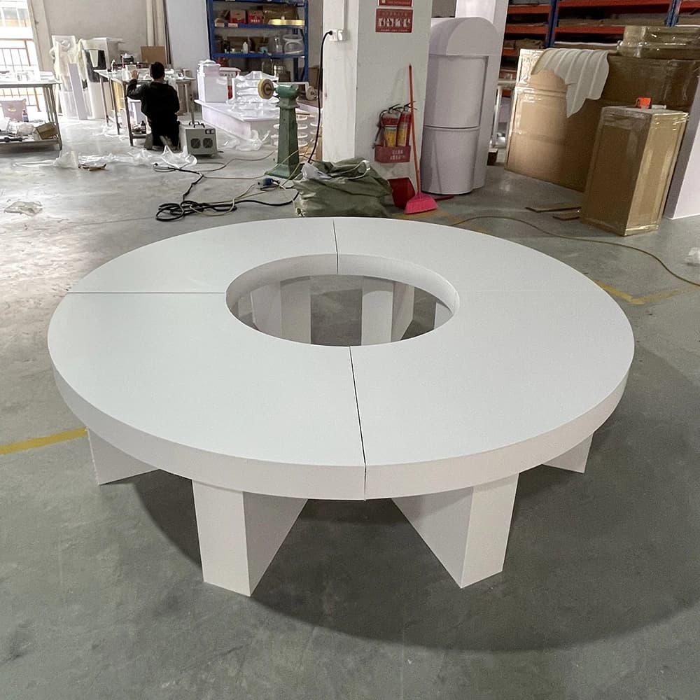 Table à manger de mariage ronde blanche, recommandée, pour décoration de fête d'événement