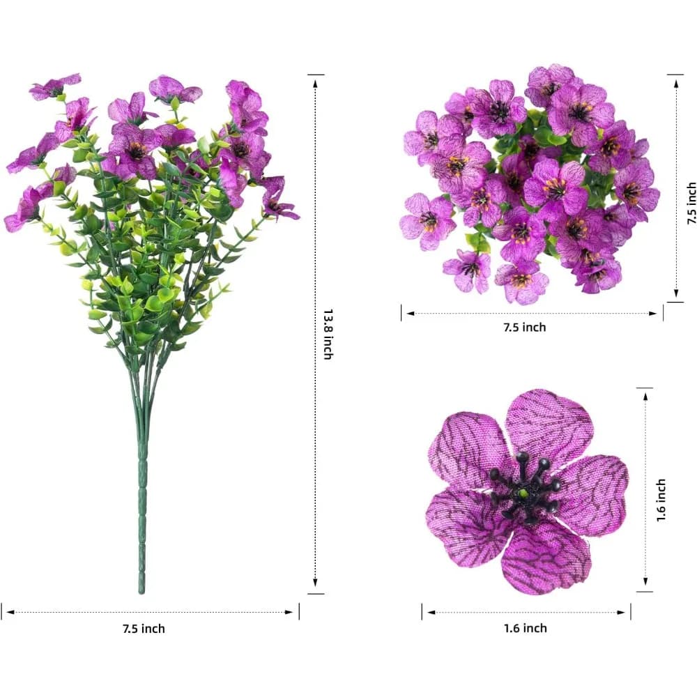 Fleurs d'eucalyptus artificielles en verre, fausses fleurs réalistes, jardinières d'extérieur, esthé