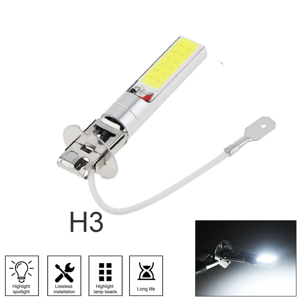 Ampoule LED super lumineuse Canbus, antibrouillard de voiture blanc, lumière de sauna, COB, 12V, 20W