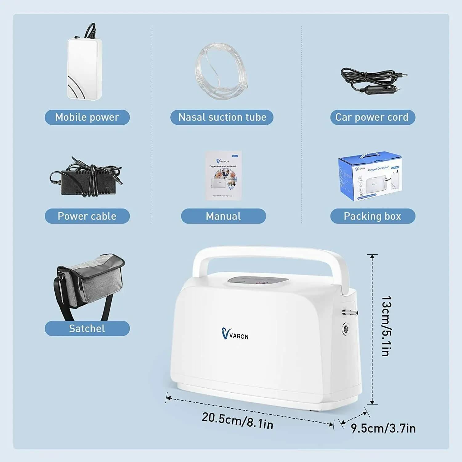 Varon-Purificateur de machine Con-cen-tra, 3 litres, 35% 0-xygen, flux d'impulsion avec batterie, AC