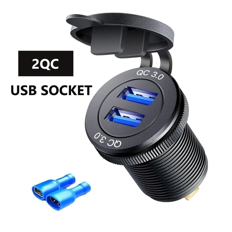 Prise de chargeur USB en aluminium 60W Charge rapide 12V/24V USB C prise de chargeur de voiture PD e