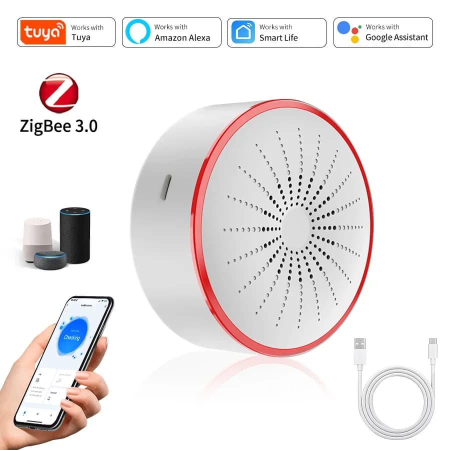 Tuya Wifi Zigbee sirène intelligente alarme pour la sécurité de la maison capteur d'alarme sonore et