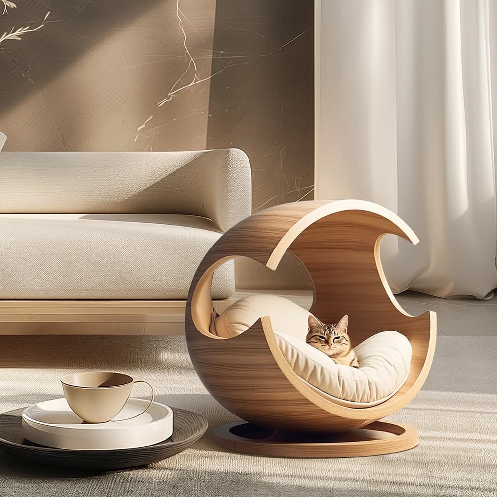 Lit pour animaux de compagnie en bois massif semi-fermé amovible lavable lit pour chat lit pour chie