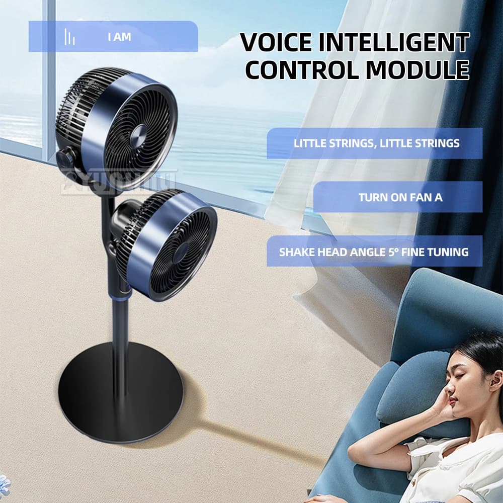 Ventilateur électrique domestique à double circulation d'air, ventilateur sur pied intelligent