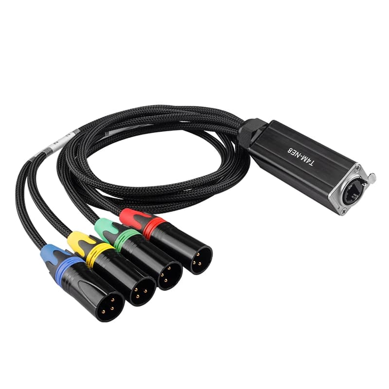 Convertisseur réseau RJ45 CAT5 avec blindé à 4 canaux, connecteur XLR mâle/femelle 3 broches, câble