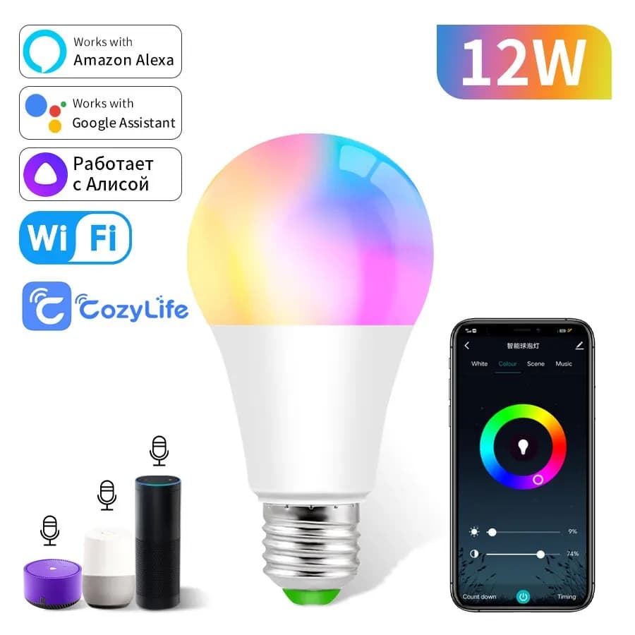 Cozylife WiFi ampoule intelligente E27 Led lumières ampoules RGB CW WW lampe intelligente Alexa Comp