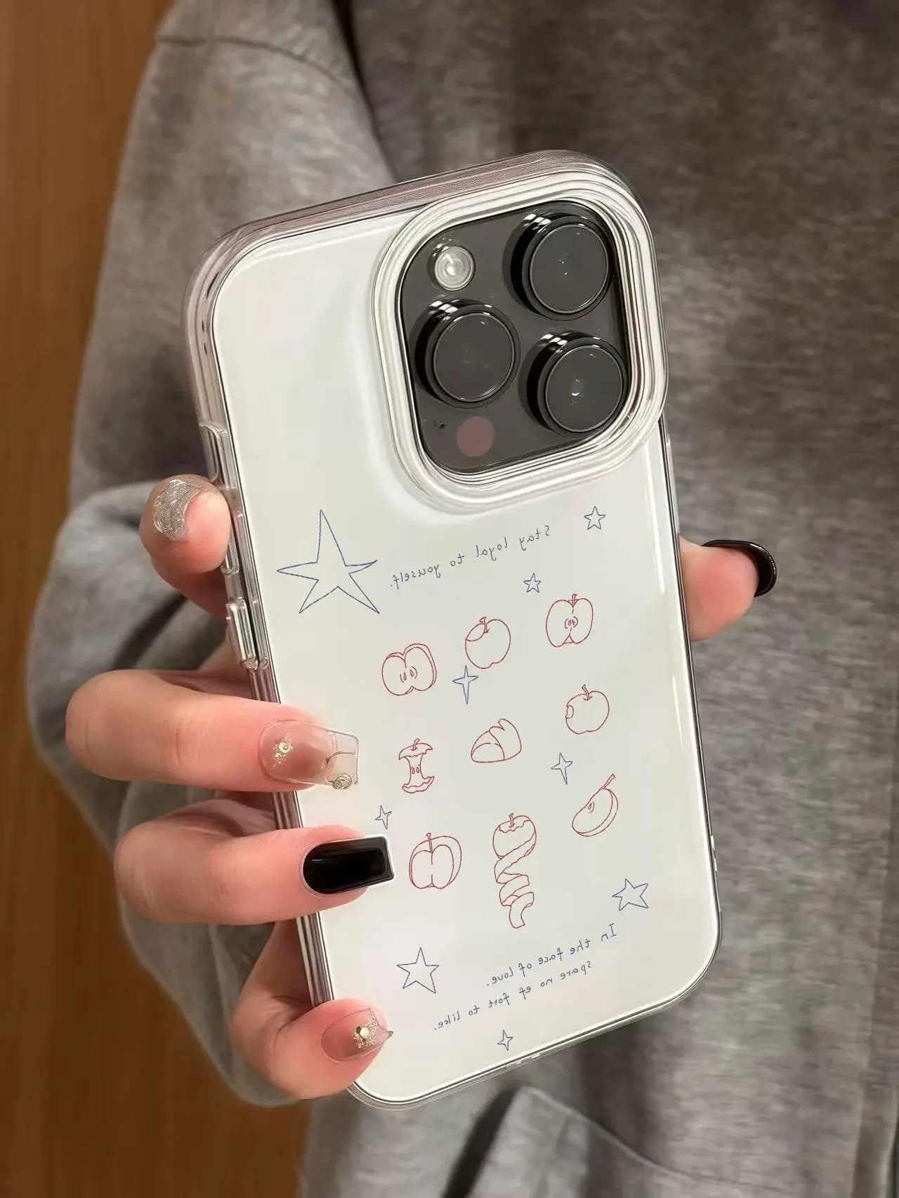 Coque de téléphone créative Kawaii mignonne motif étoile de dessin animé ligne bleue pour iPhone 17
