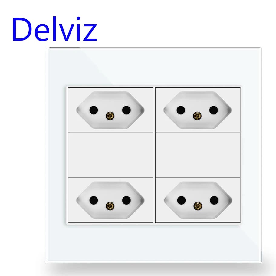 Delviz – prise de courant Standard brésilienne, 10A/20A AC 110V ~ 250V, panneau en verre cristal 120