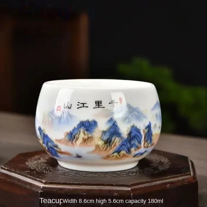 Tasse à thé en porcelaine blanche de jade de graisse de mouton exquise, tasse à thé en céramique por