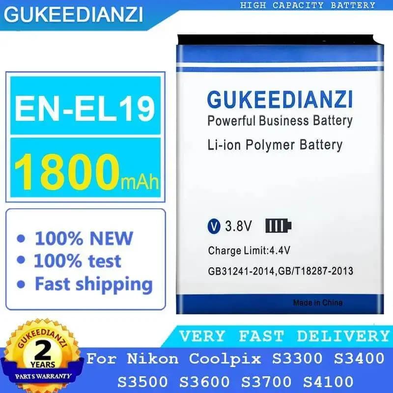 Batterie d'appareil photo EN-EL19 haute efficacité pour Nikon Coolpix S3300 S3400 S3500 S3600 S3700