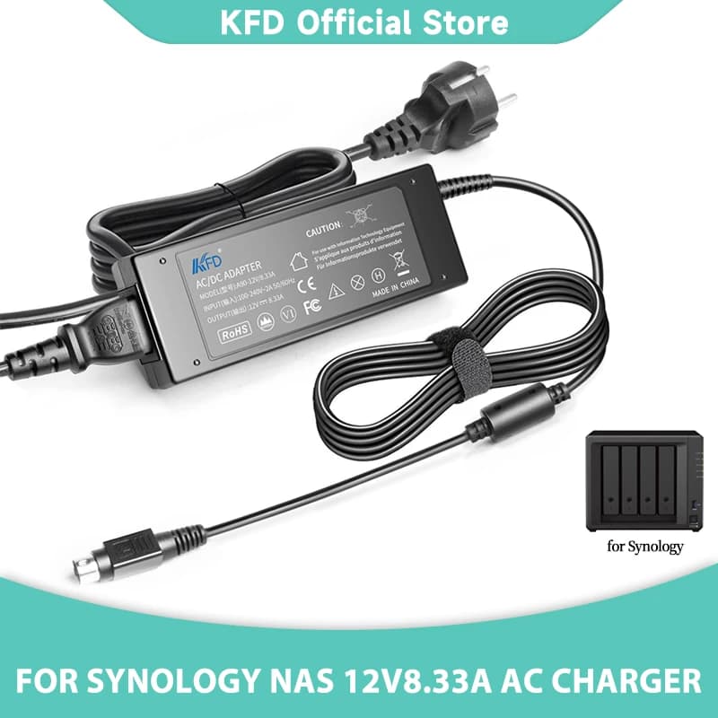 Adaptateur 4 broches 12V 8,33 a pour Synology NAS DS918 Plus DS916 DS415 + DS414 EA11011D-120 alimen