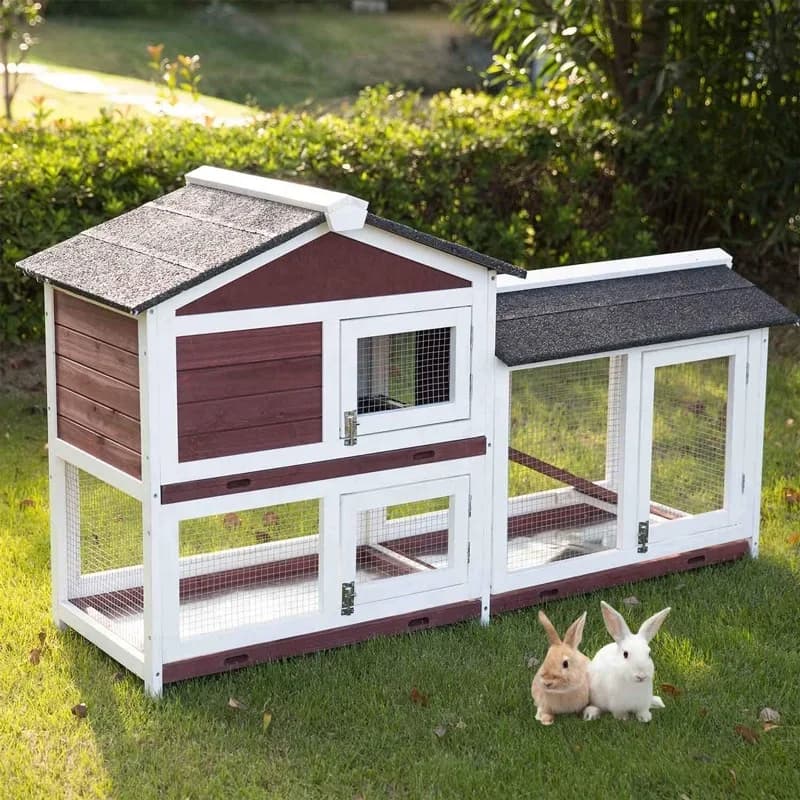 Grande maison extérieure en bois massif pour animaux de compagnie, maison pour lapin en bambou, Cage