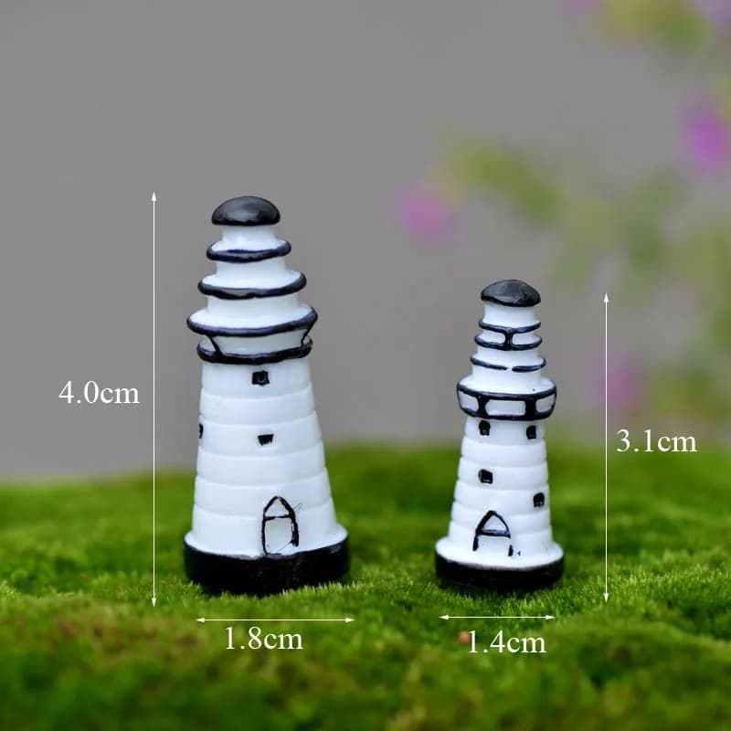 Mini artisanat de décoration de maison de jardin de nickel é de phare blanc de tour, décor de maison