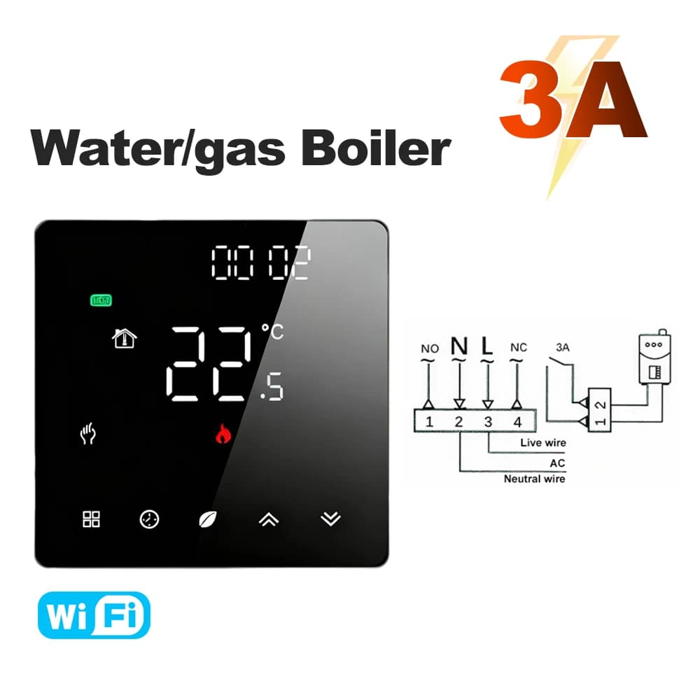 Thermostat intelligent WiFi MANHOT pour chauffage au sol (eau/électrique) et chaudière à gaz, avec c