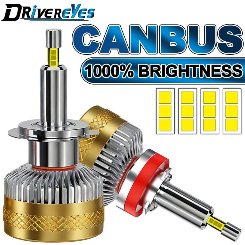 Ampoule LED H7 CANBUS 360 pour projecteurs H11 H1 H8, phares HB3 9005 HB4 9006 Hir2 9012, feux de br