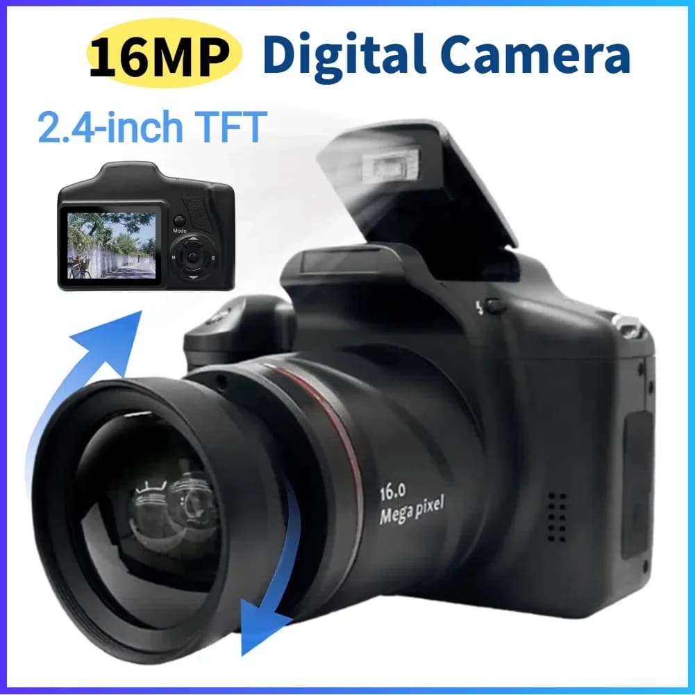 Appareil photo numérique 16MP avec écran LCD 2,4 pouces Caméra Vlogging Caméra vidéo zoom numérique