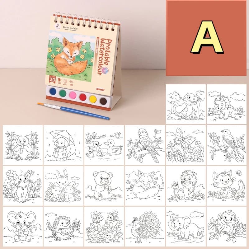 Livre de coloriage de maison Portable, bricolage, 20 Pages, ensemble de peinture à l'aquarelle, 6 co