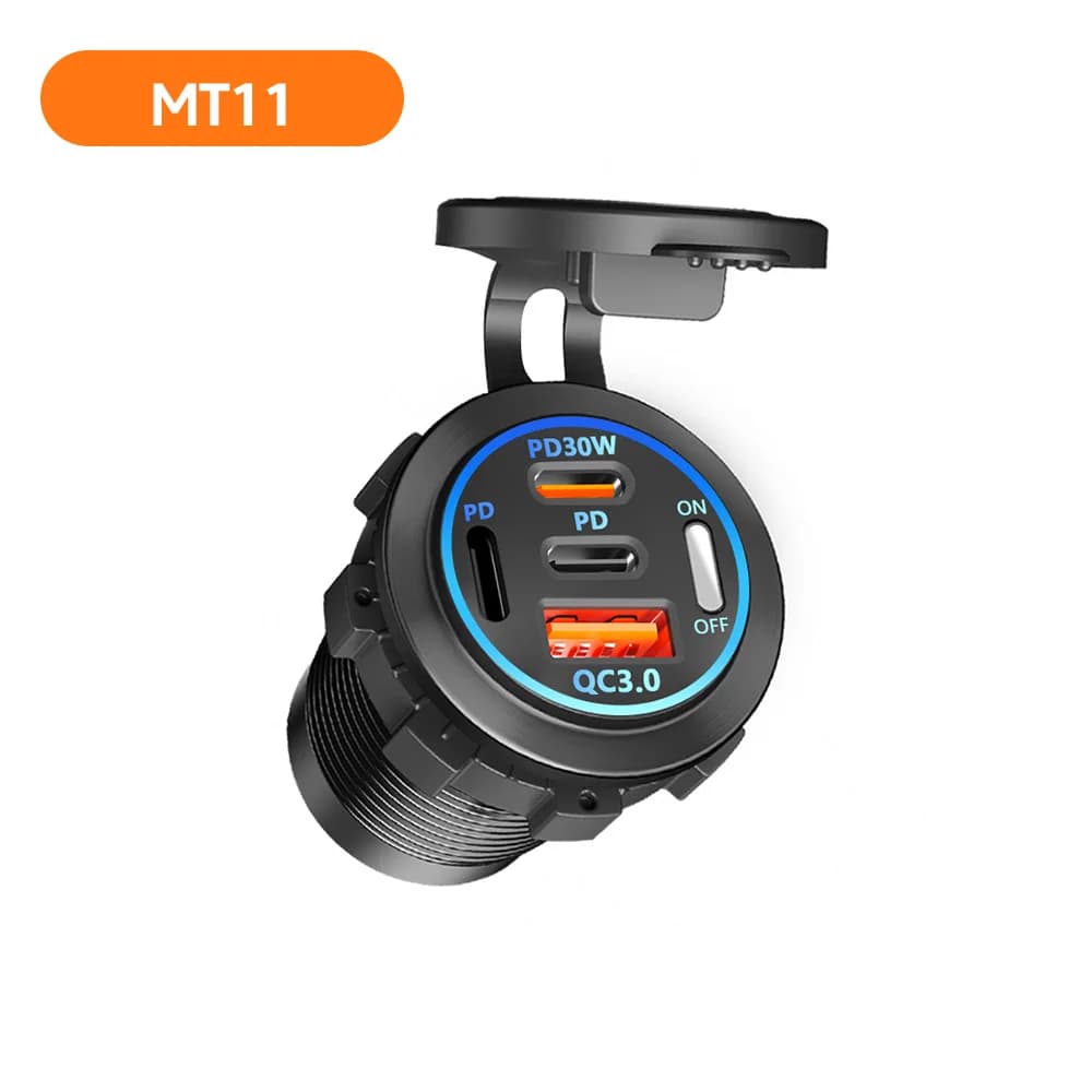 Prise de chargeur de voiture 120W, USB type-c, 4 Ports, affichage numérique, prise de charge rapide