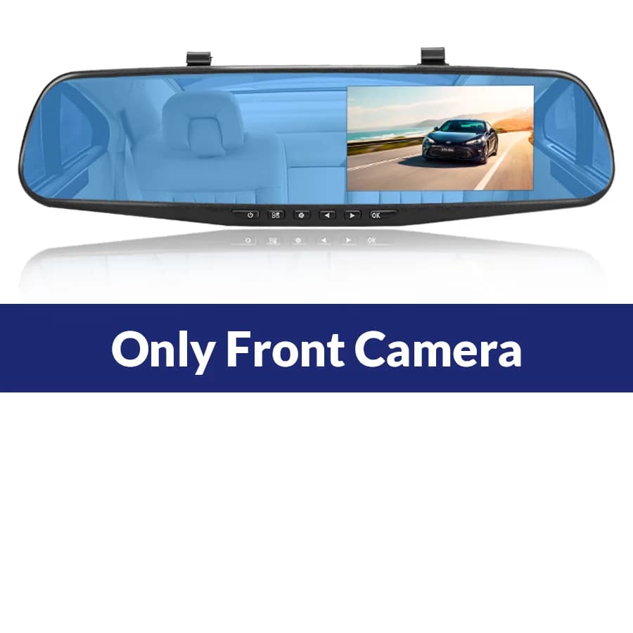 Dash Cam 4,3 pouces "mini rétroviseur numérique dashcam, double caméras avant et arrière IPS Caméra