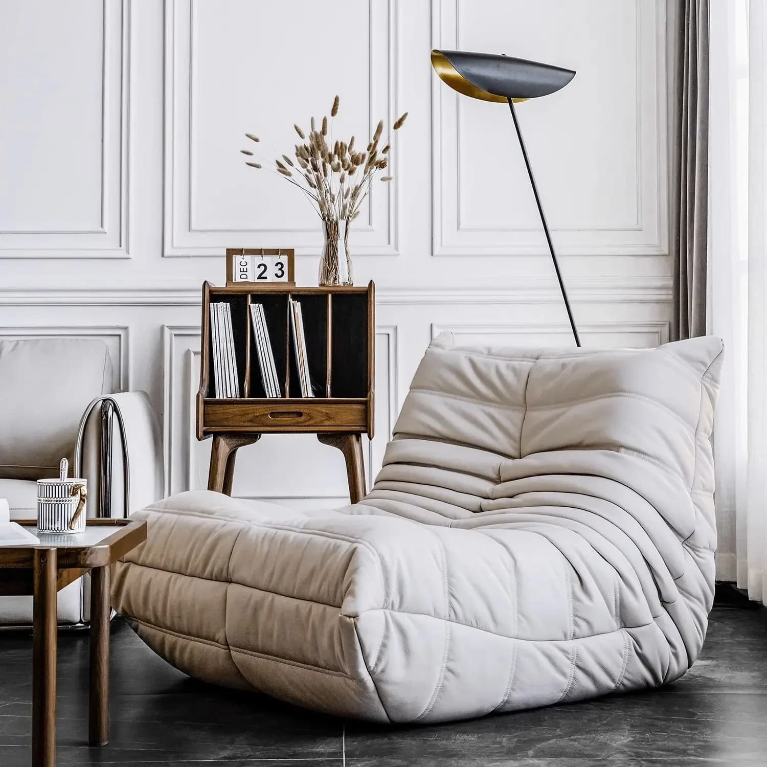 Canapé de salon de luxe, chaise Furgle en daim souple, surdimensionné, canapé de sol paresseux pour