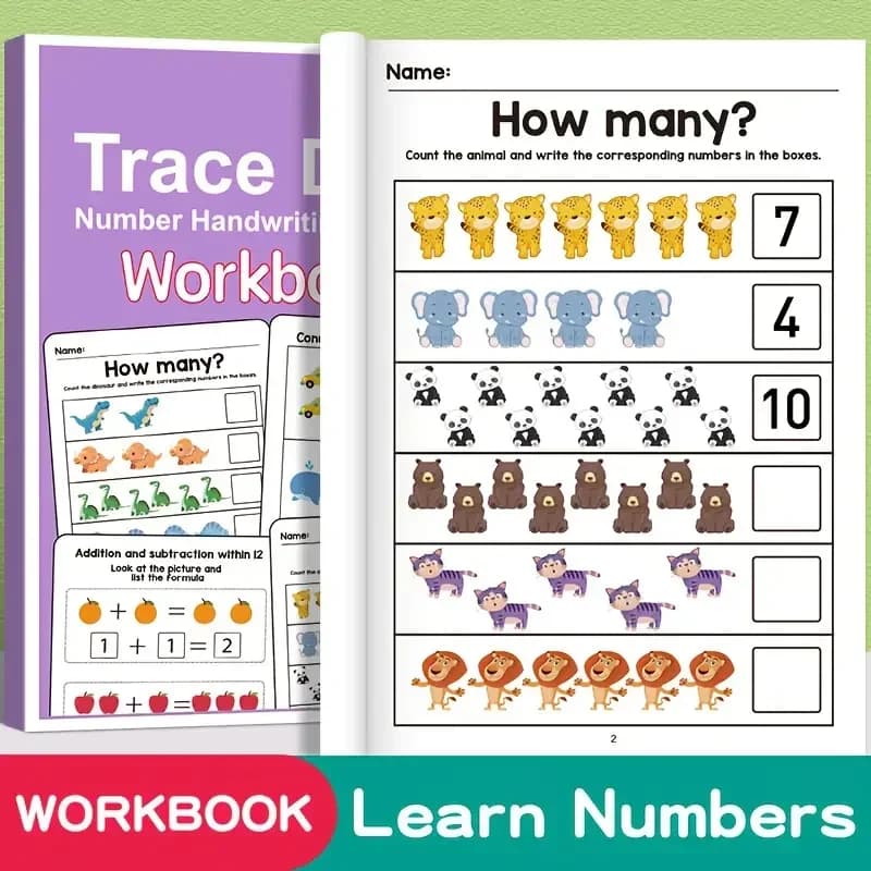 Cahier d'exercices de mathématiques de 64 pages et livre de pratique des nombres de la maternelle av