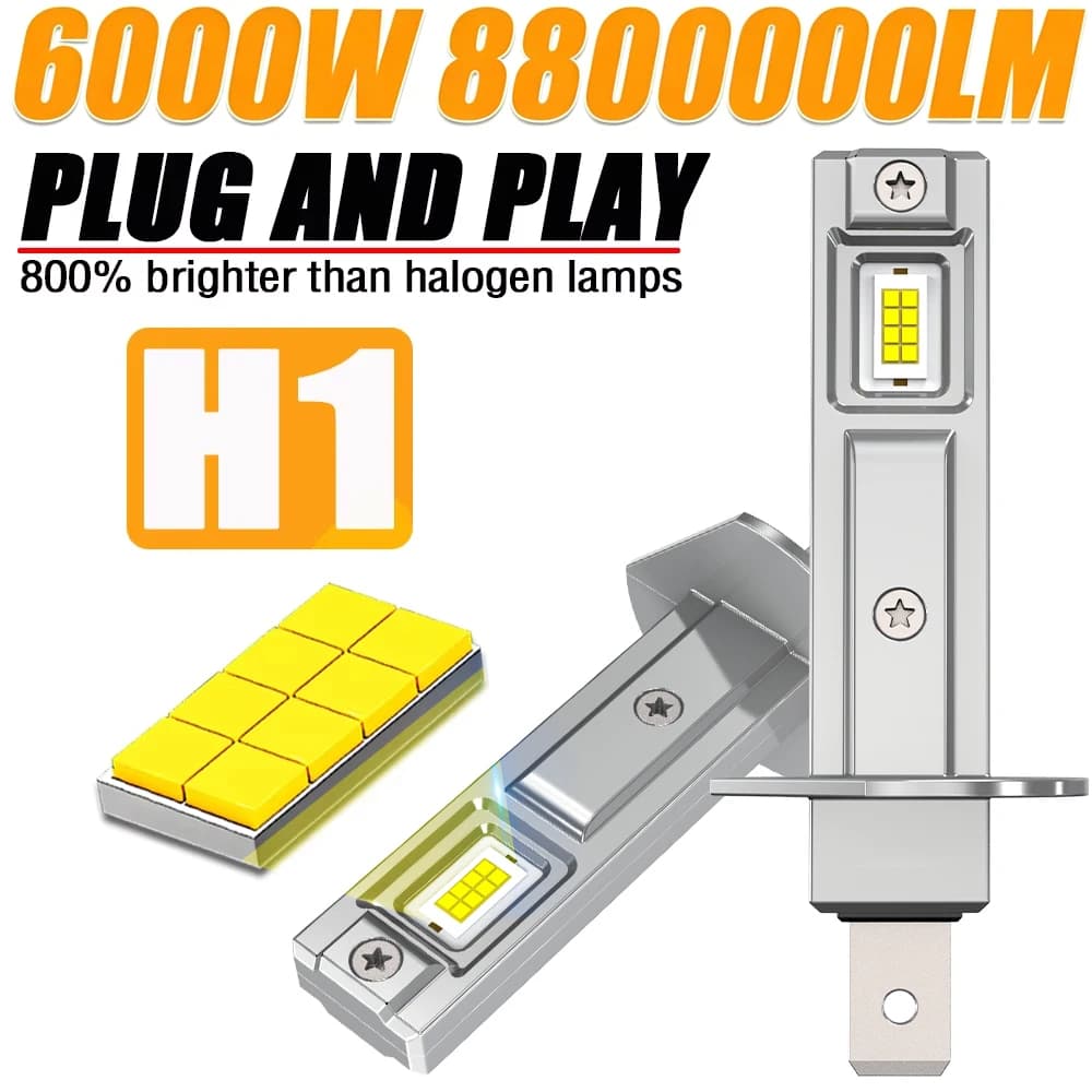 Ampoule de phare LED H1 CANBUS 8800000LM, feux antibrouillard super lumineux pour automobile, mini l