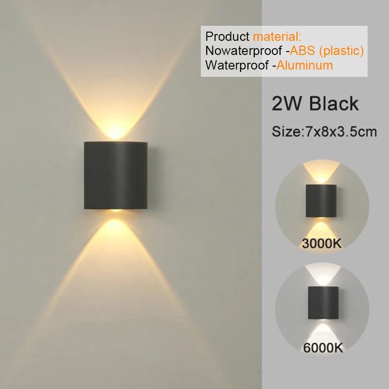 Applique murale LED moderne d'intérieur et d'extérieur, applique murale blanche montée et descente,