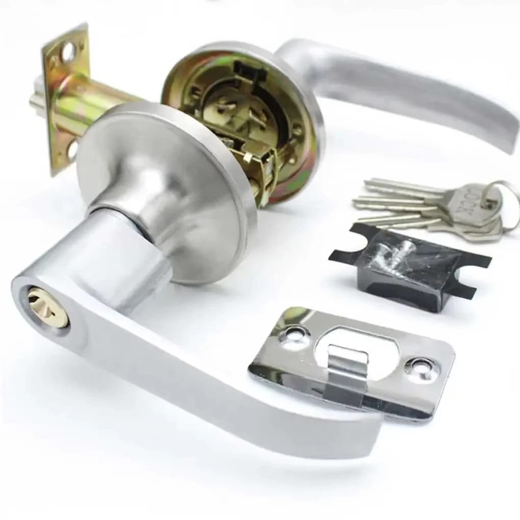 Poignée de porte ronde sécurisée à clé, serrure de confidentialité antivol pour porte coulissante av
